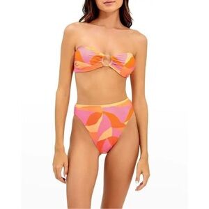 ViX Paula Hermanny Pink & Orange High-Waist Bikini Set, Medium